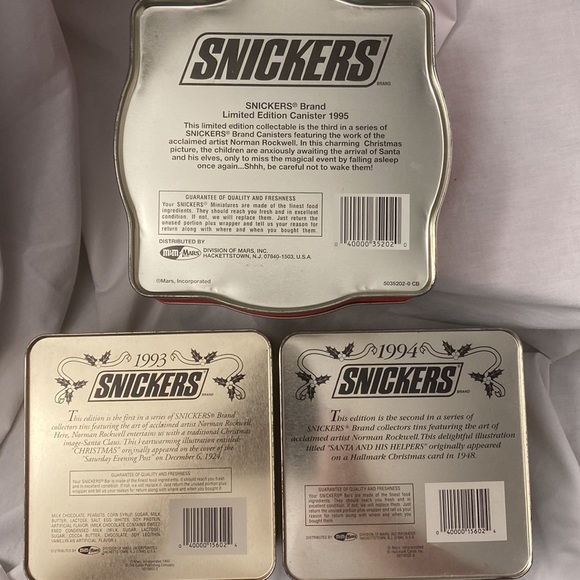 Lot of 3~Snickers 93’-95’ Norman Rockwell Christmas Tins~Limited Editions. - Picture 9 of 11